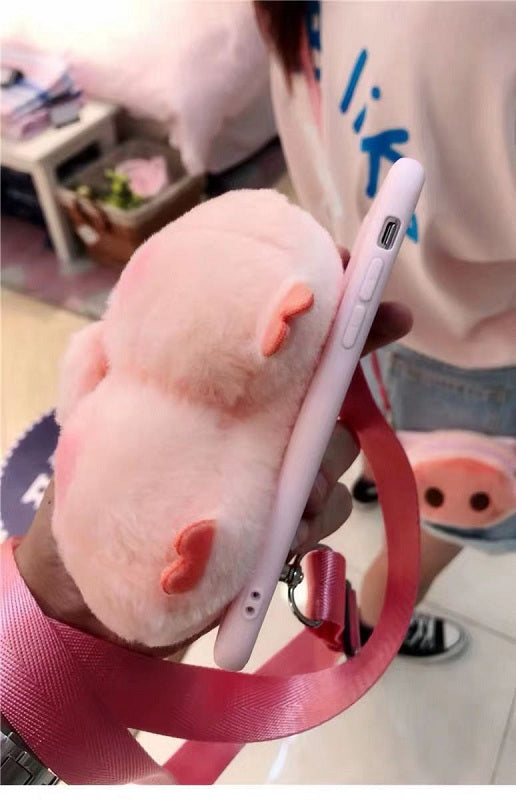 CUTE PIGGY VELVET IPHONE CASE