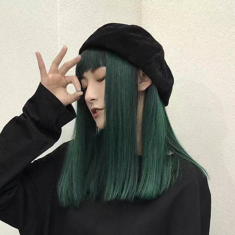 DARK GREEN MEDIUM LONG STRAIGHT WIG BY31153