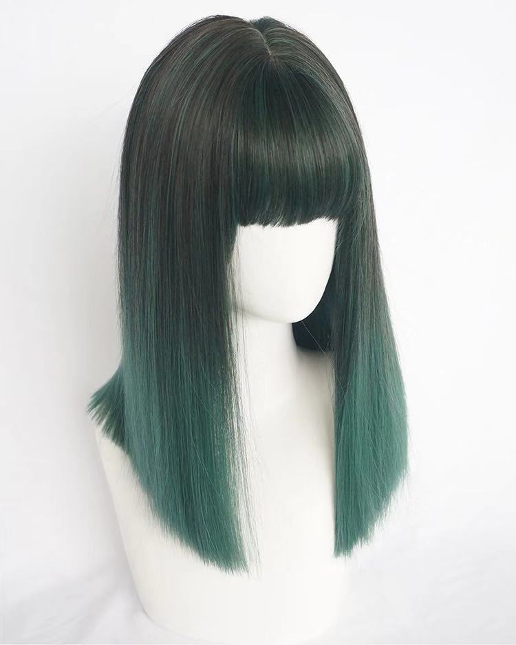 DARK GREEN MEDIUM LONG STRAIGHT WIG BY31153