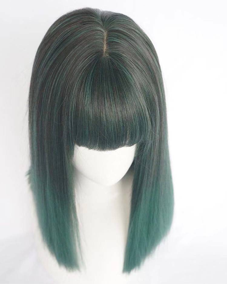 DARK GREEN MEDIUM LONG STRAIGHT WIG BY31153