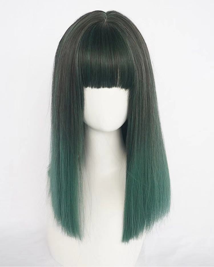 DARK GREEN MEDIUM LONG STRAIGHT WIG BY31153