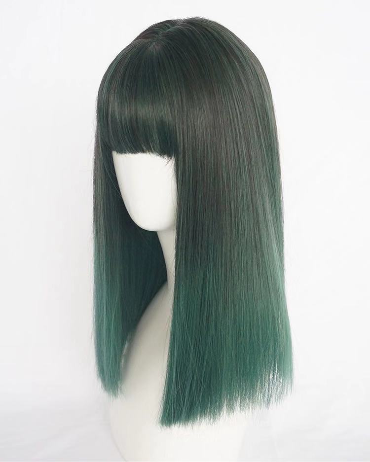 DARK GREEN MEDIUM LONG STRAIGHT WIG BY31153