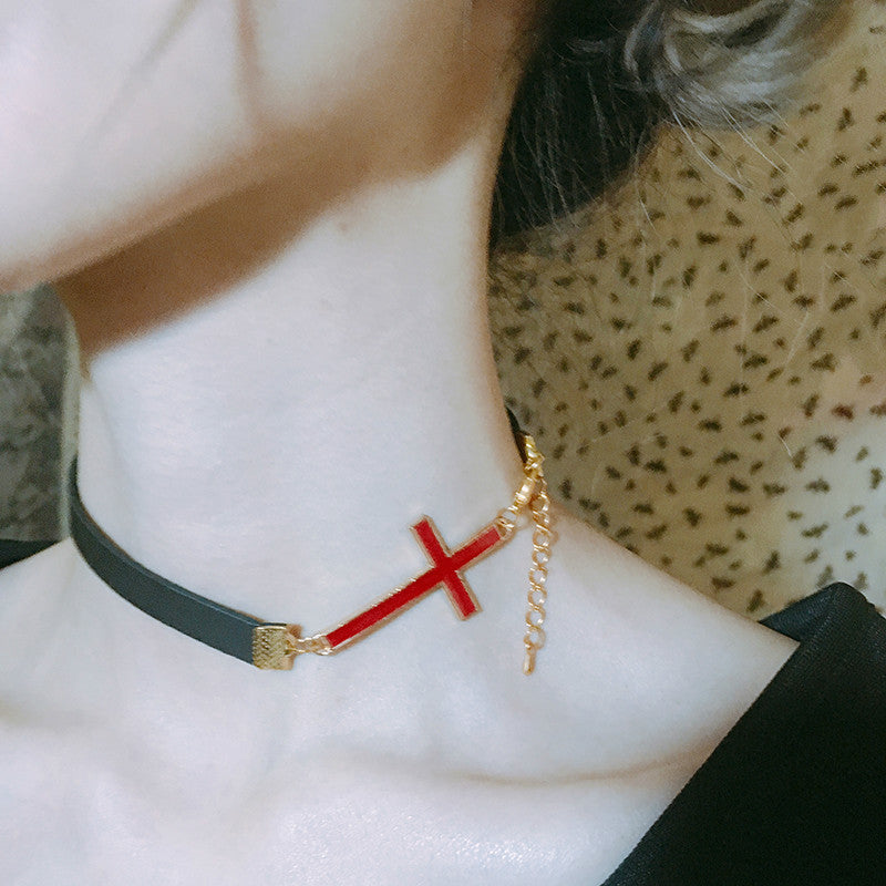 GOTHIC DARK STYLE CROSS CHOKER