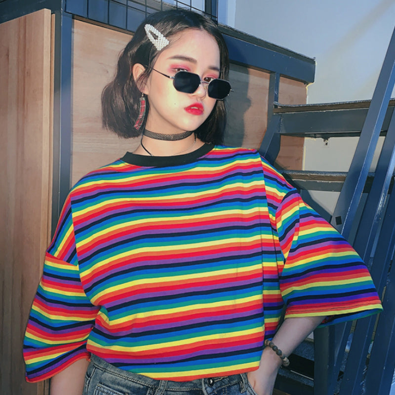 Retro shop rainbow sweatshirt