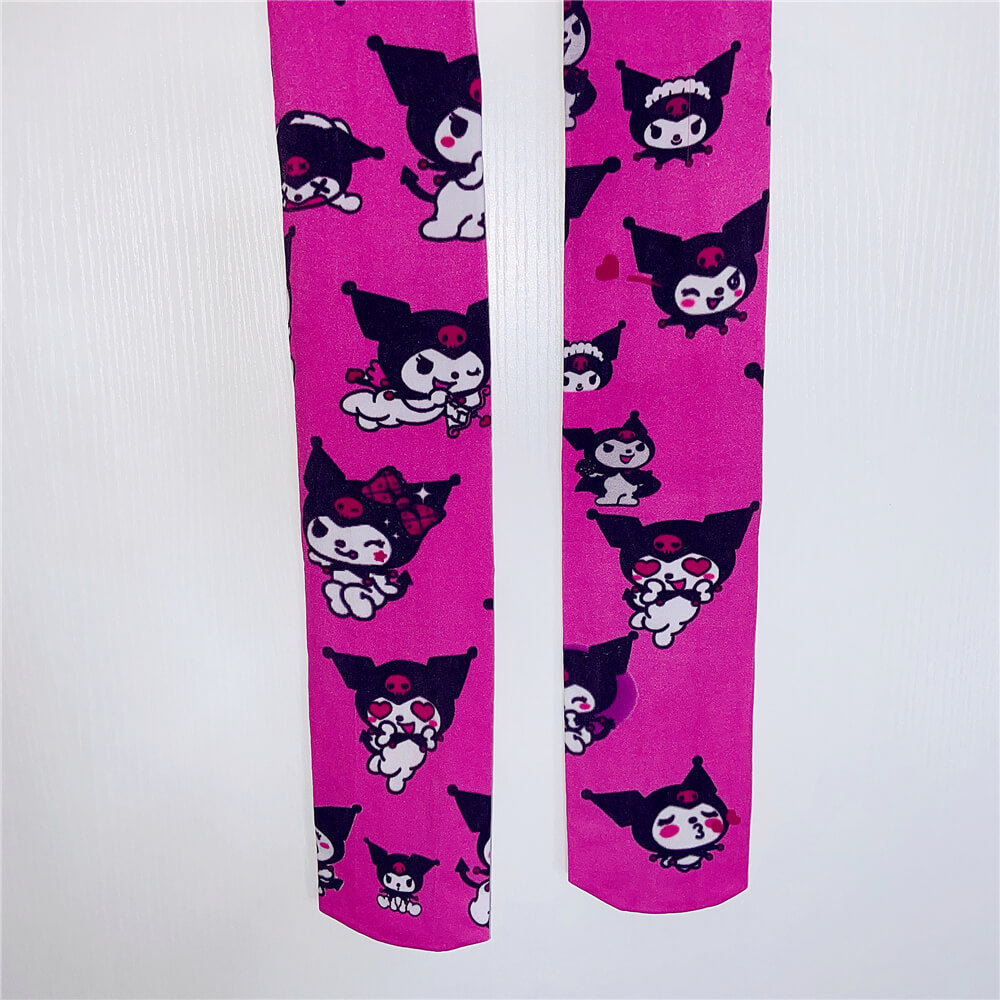 JAPANESE HARAJUKU CARTOON KUROMI INS SUMMER SLIM KNEE SOCKS BY77734