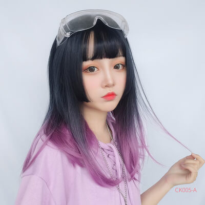 JAPANESE LOLITA HIME CUT GRADIENT PURPLE COS STRAIGHT WIG BY61106