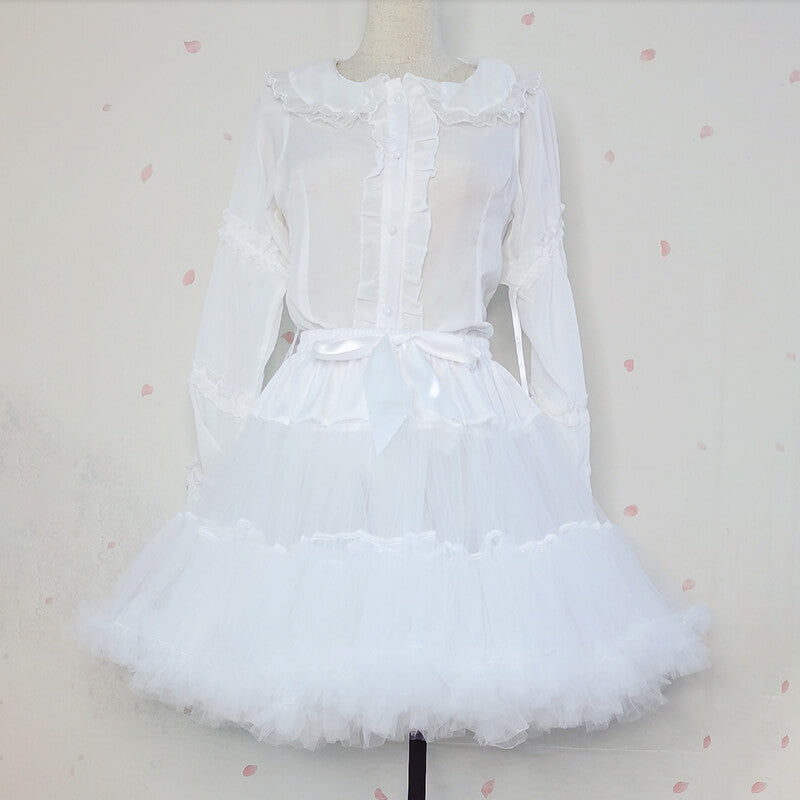 JAPANESE LOLITA SWEET WHITE GAUZE BONELESS SKIRT BY07235