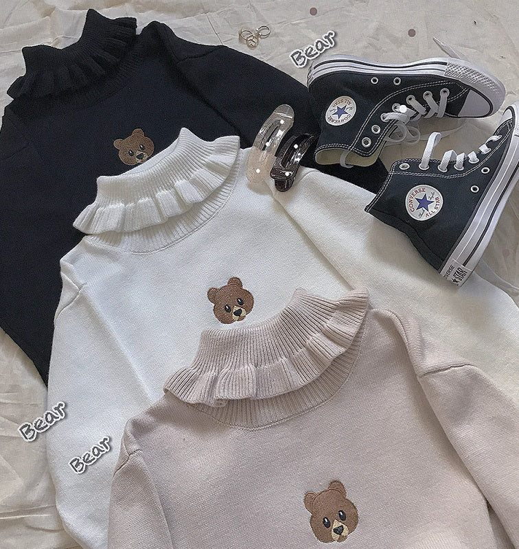 3 COLORS JAPANESE CUTE BEAR KNIT SWEATER BY21038