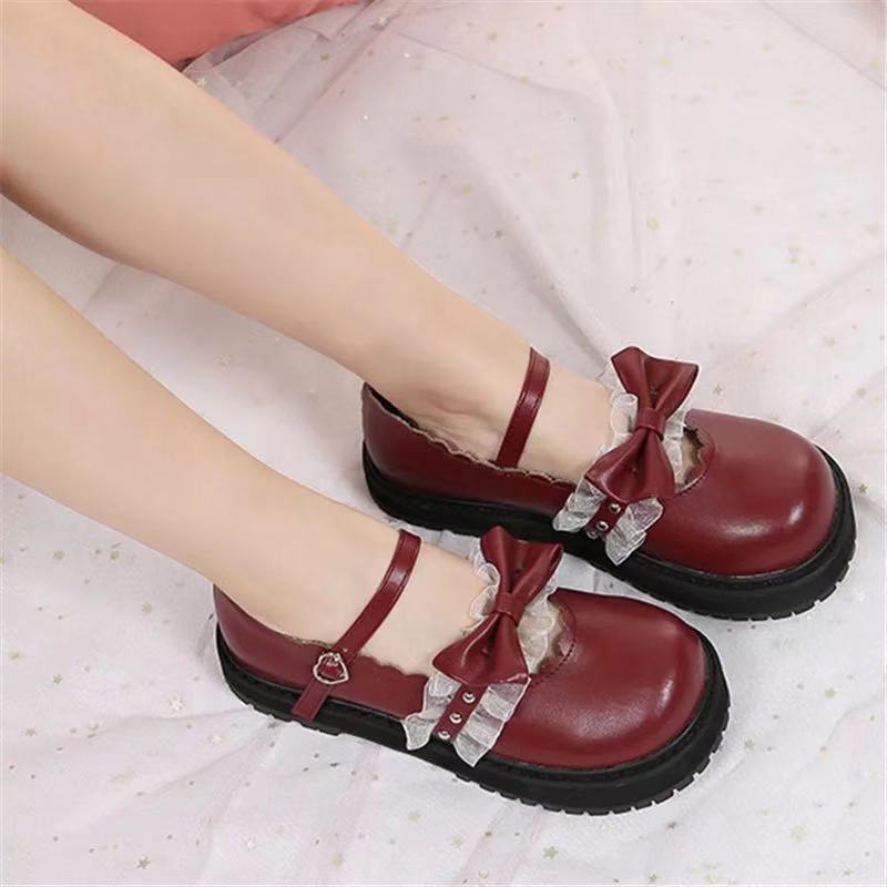 JAPANESE LOLITA CUTE BOW THICK-SOLED SHOES BY50811