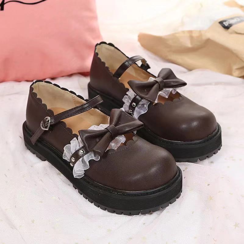 JAPANESE LOLITA CUTE BOW THICK-SOLED SHOES BY50811