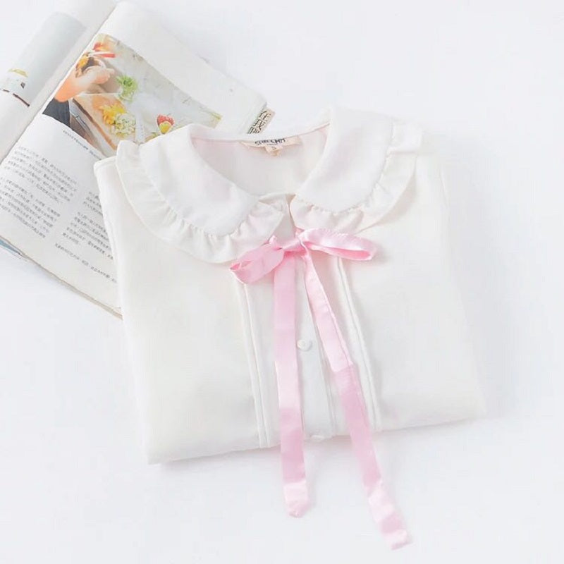 JAPANESE PINK BOW LONG SLEEVE SHIRT BY22096