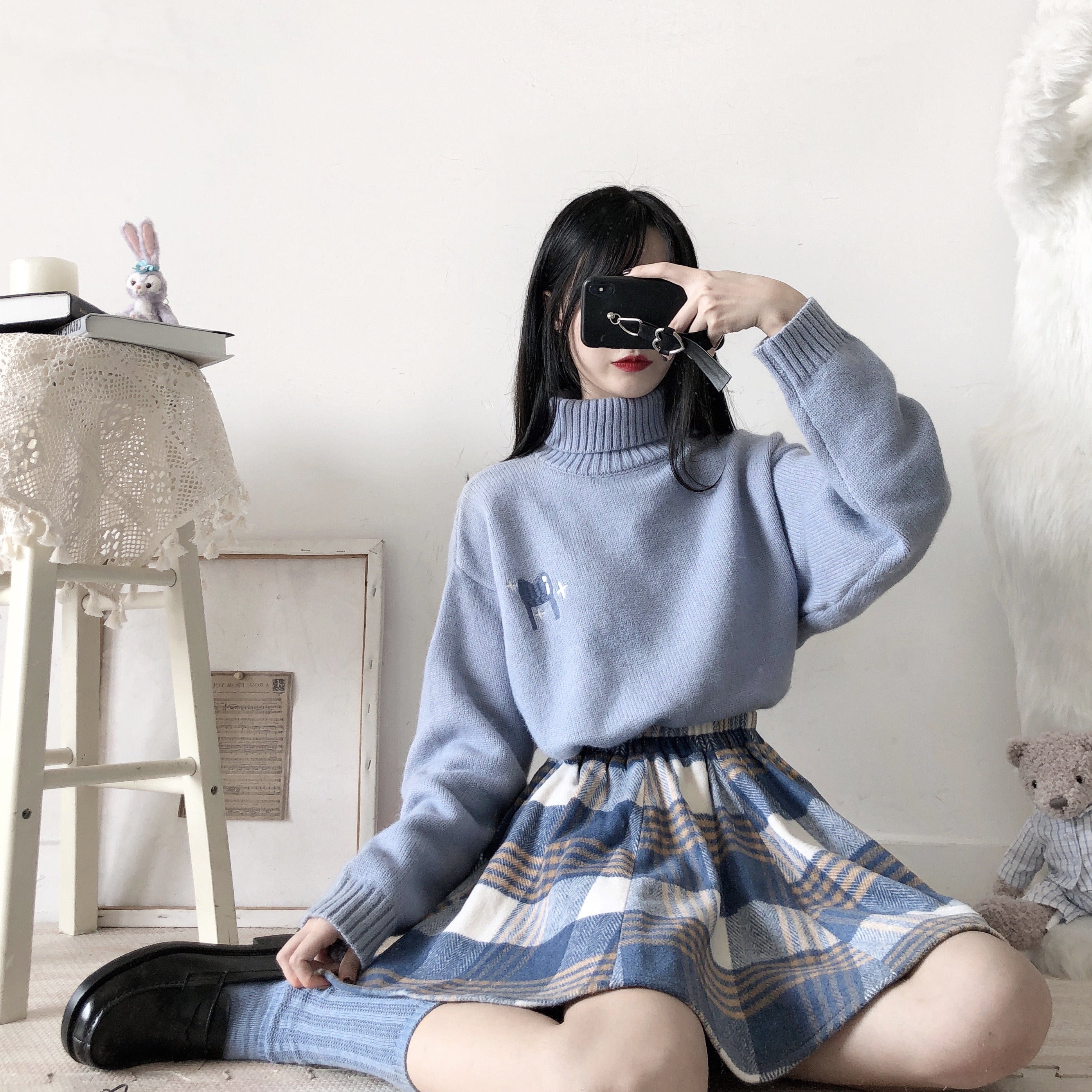 JAPANESE WOOL PLAID SKIRT BY63132 | aleeby