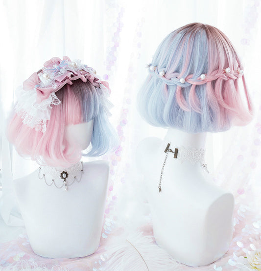 LOLITA BLUE PINK GRADIENT BOBO WIG BY31997