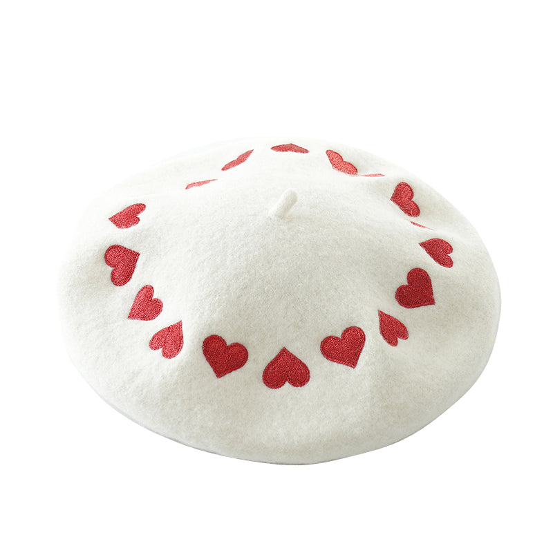 ''LOVE EMBROIDERY'' WHITE BERET BY51030