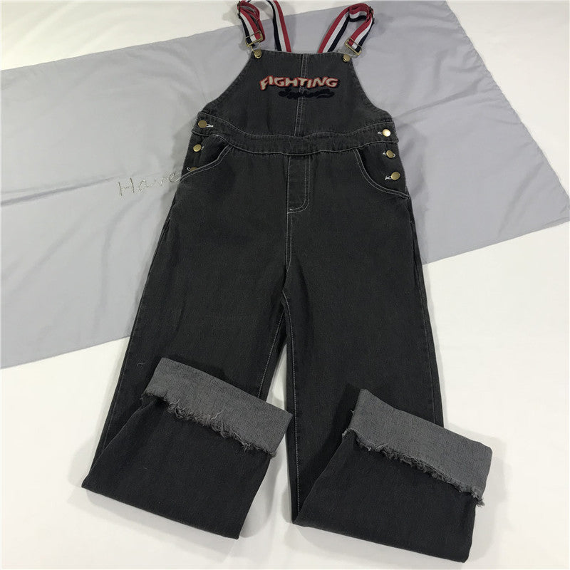 RETRO "FIGHTING" DENIM OVERALLS BY63114