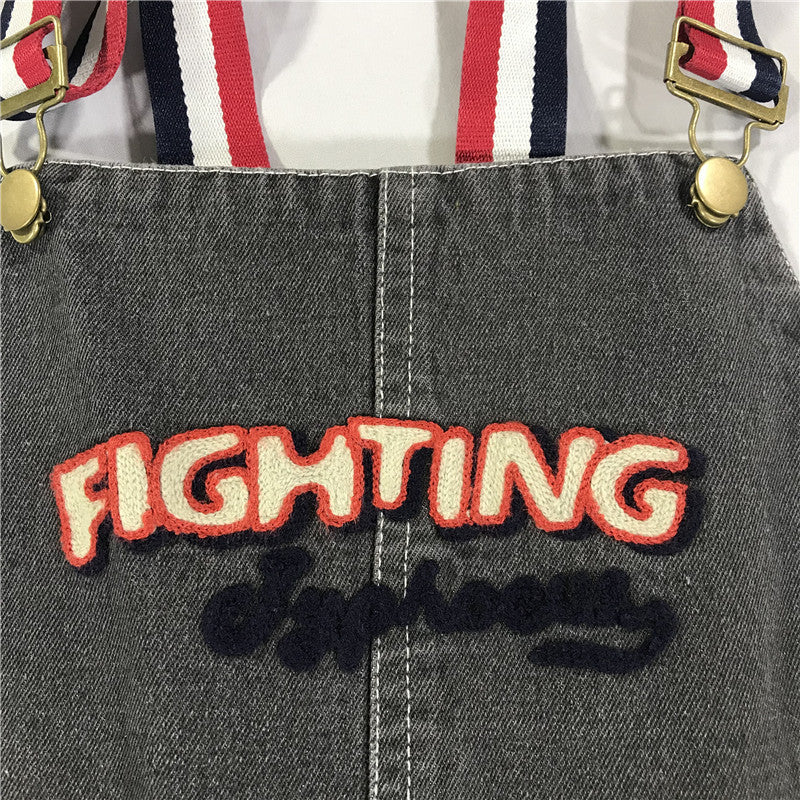 RETRO "FIGHTING" DENIM OVERALLS BY63114