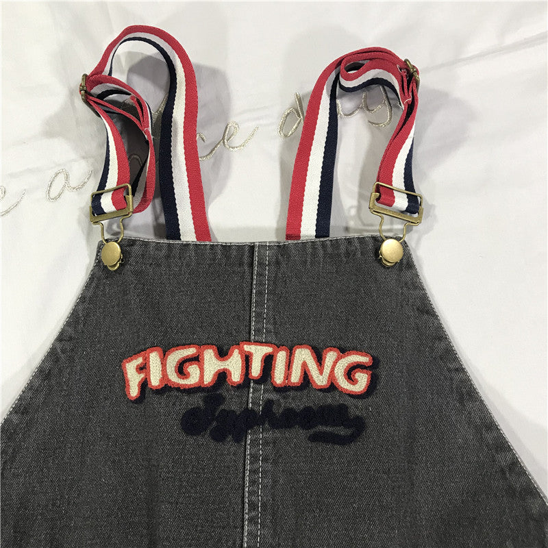 RETRO "FIGHTING" DENIM OVERALLS BY63114