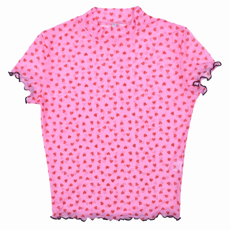 PINK HEART MESH PERSPECTIVE SHIRT BY22337