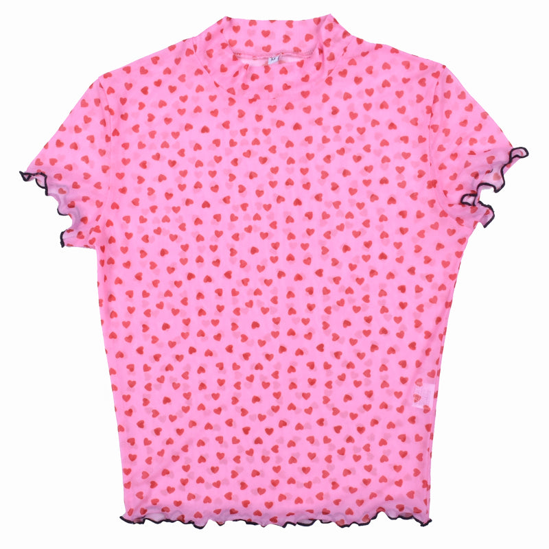 PINK HEART MESH PERSPECTIVE SHIRT BY22337