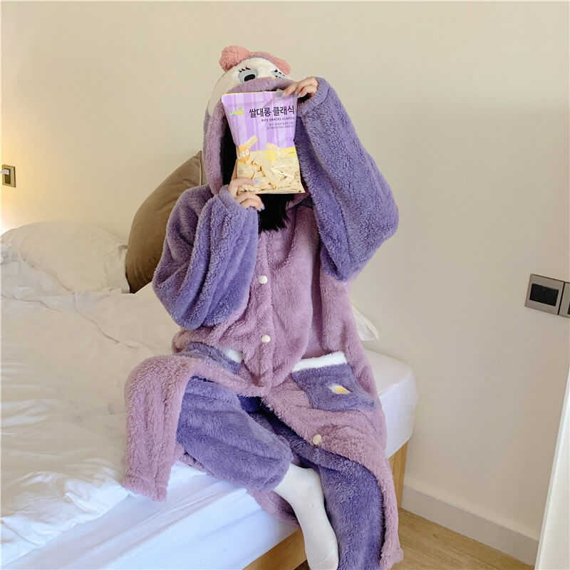 Hooded Plush thickened home clothes/pajamas by49013