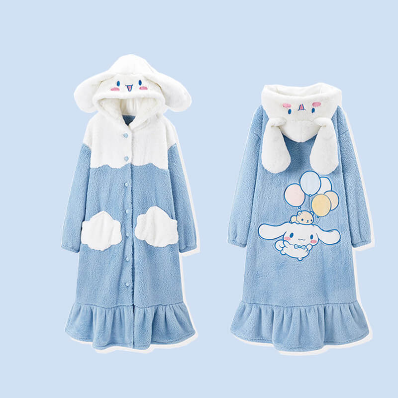 Cute cinnamoroll Coral velvet thickened Nightgown home clothes by0075