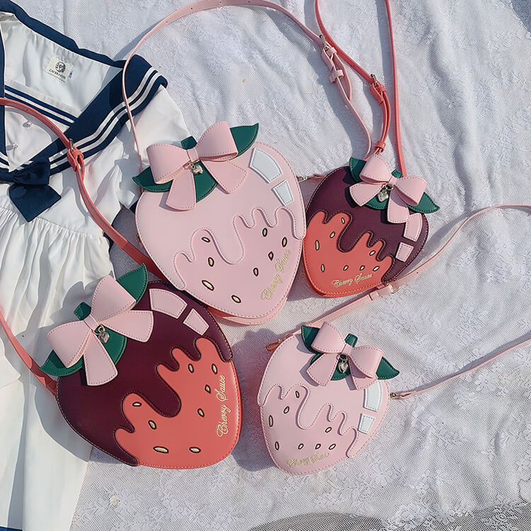 Lovely strawberry bag messenger single shoulder bag by0130
