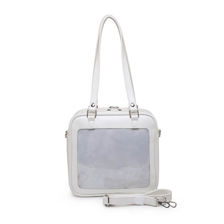 Transparent Pu Single Shoulder Bag Messenger Backpack by0128