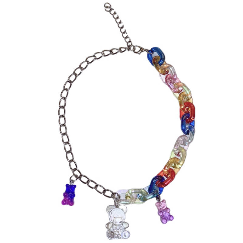 Teddy bear jelly Necklace collar by52044