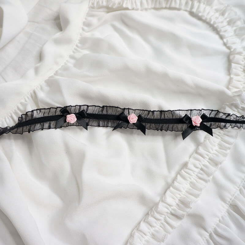 Hand made rose black lace choker by0099