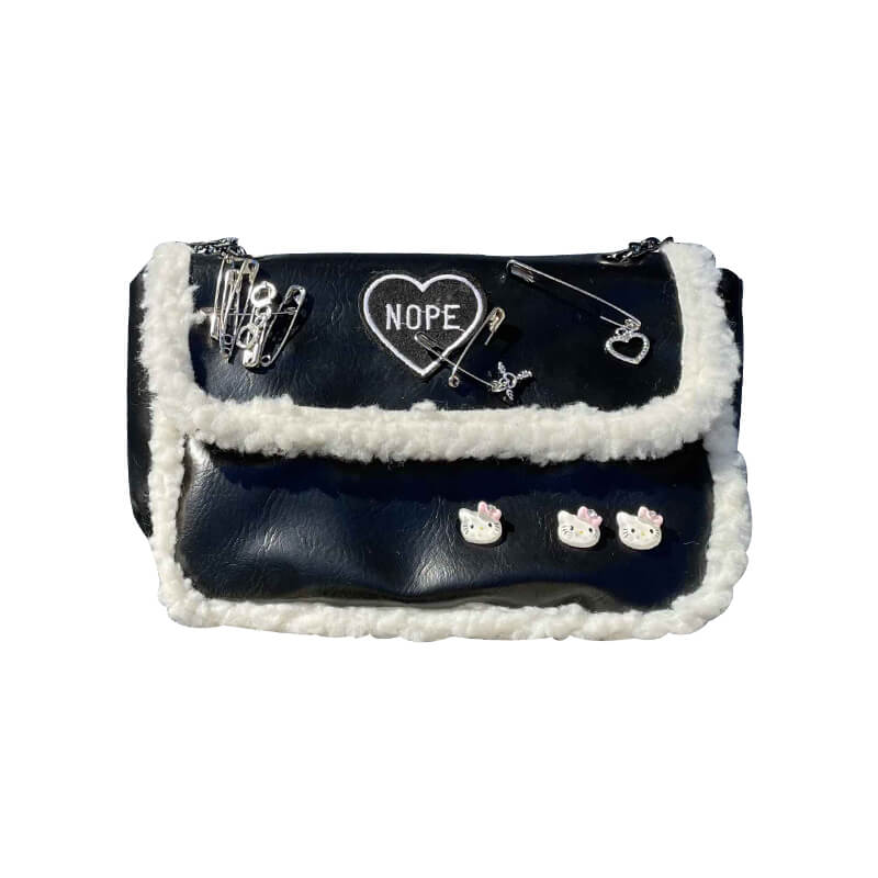 Lamb love embroidery KT small square bag by9085
