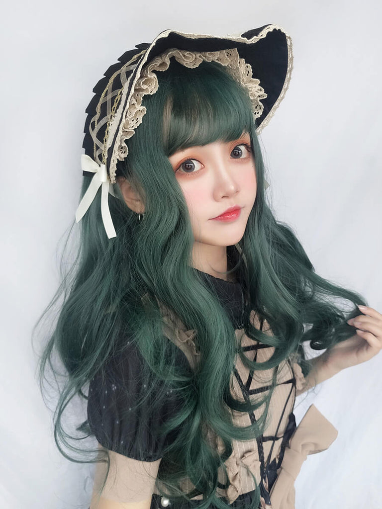 Dark green wig  by0989