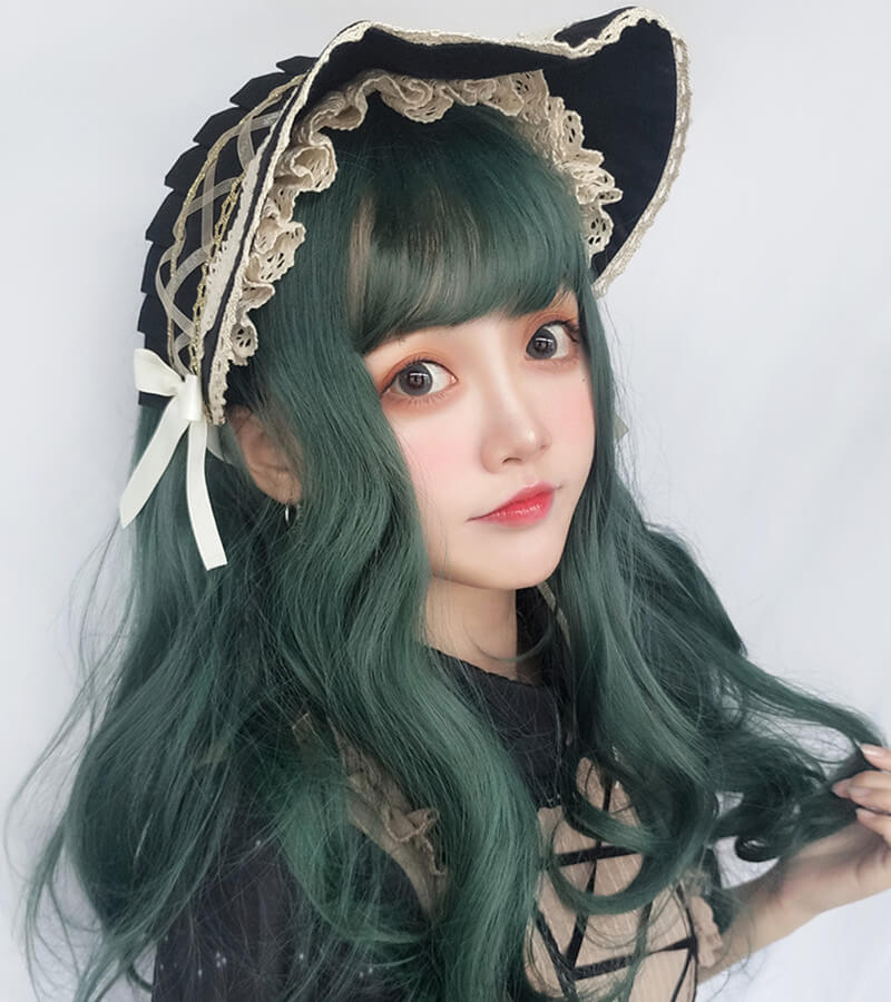 Dark green wig  by0989