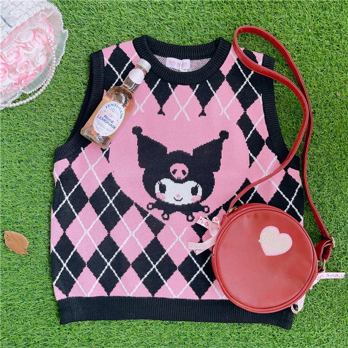 black pink kuromi sweater vest by22118