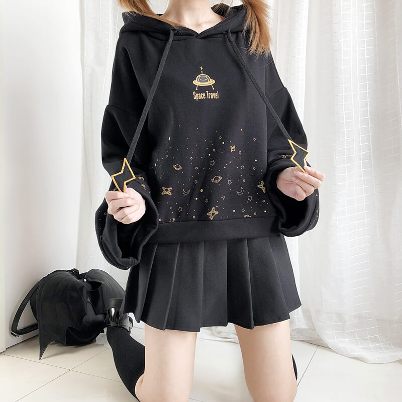 “ROAMING STARRY SKY" TRUMPET SLEEVE HOODIE BY23246