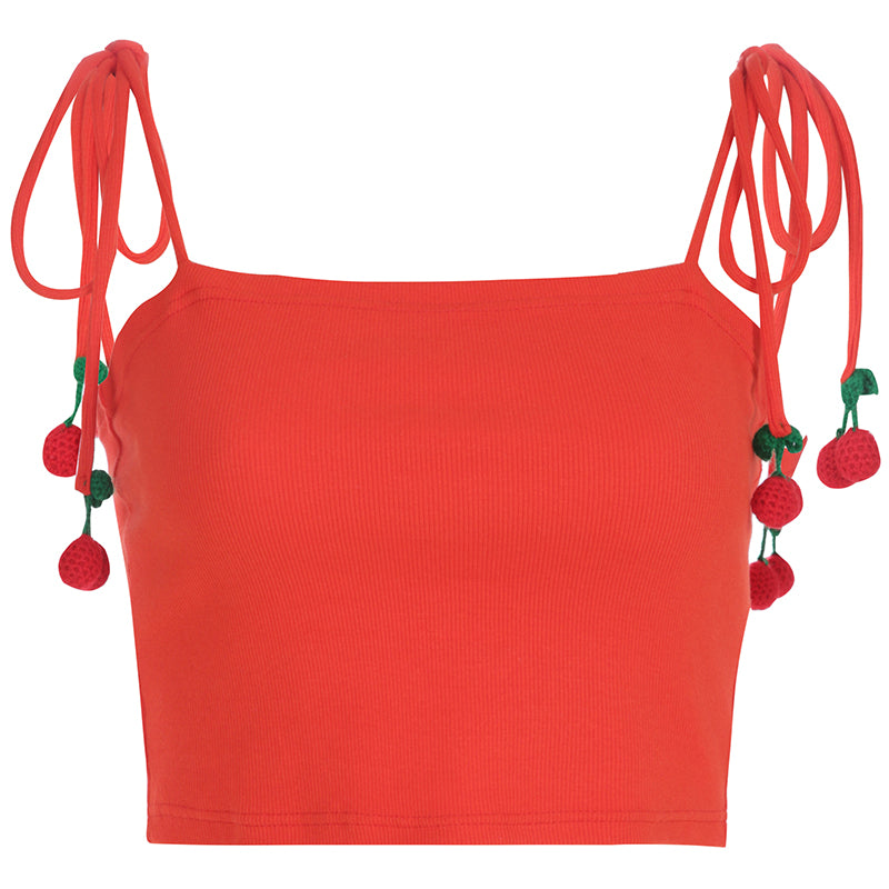 SWEET CHERRY ELASTIC KNITTED COTTON SLING VEST BY22175