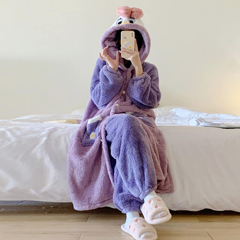 Hooded Plush thickened home clothes/pajamas by49013