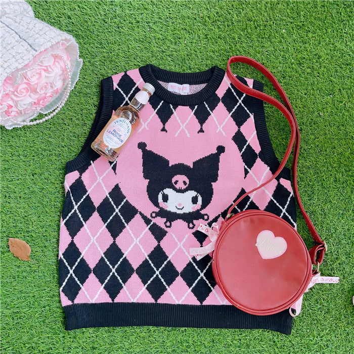 black pink kuromi sweater vest by22118