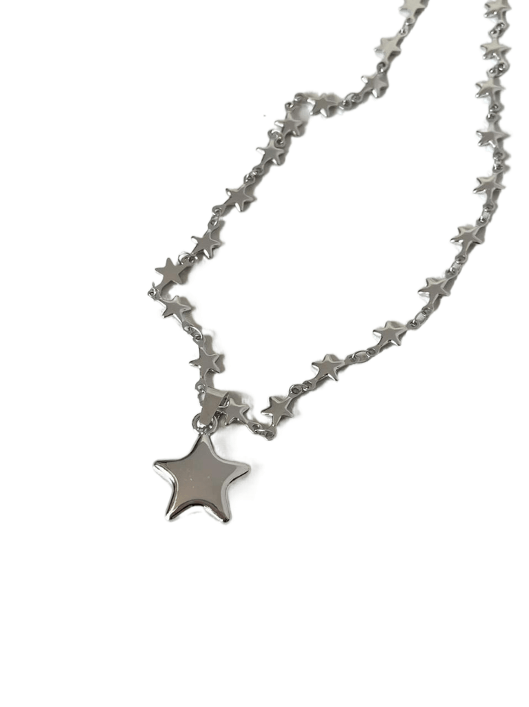 Star Chain Five pointed Star Three dimensional Pendant Necklace by12283