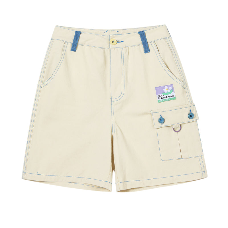 RETRO ''FLOWER'' BEIGE STRAIGHT SHORTS BY62017