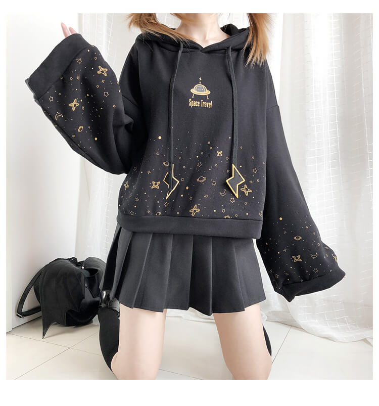 “ROAMING STARRY SKY" TRUMPET SLEEVE HOODIE BY23246