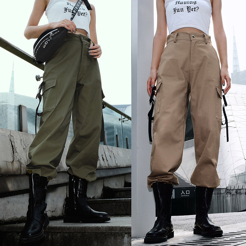 STREET FASHION POCKET OVERALLS PANTS BY63094
