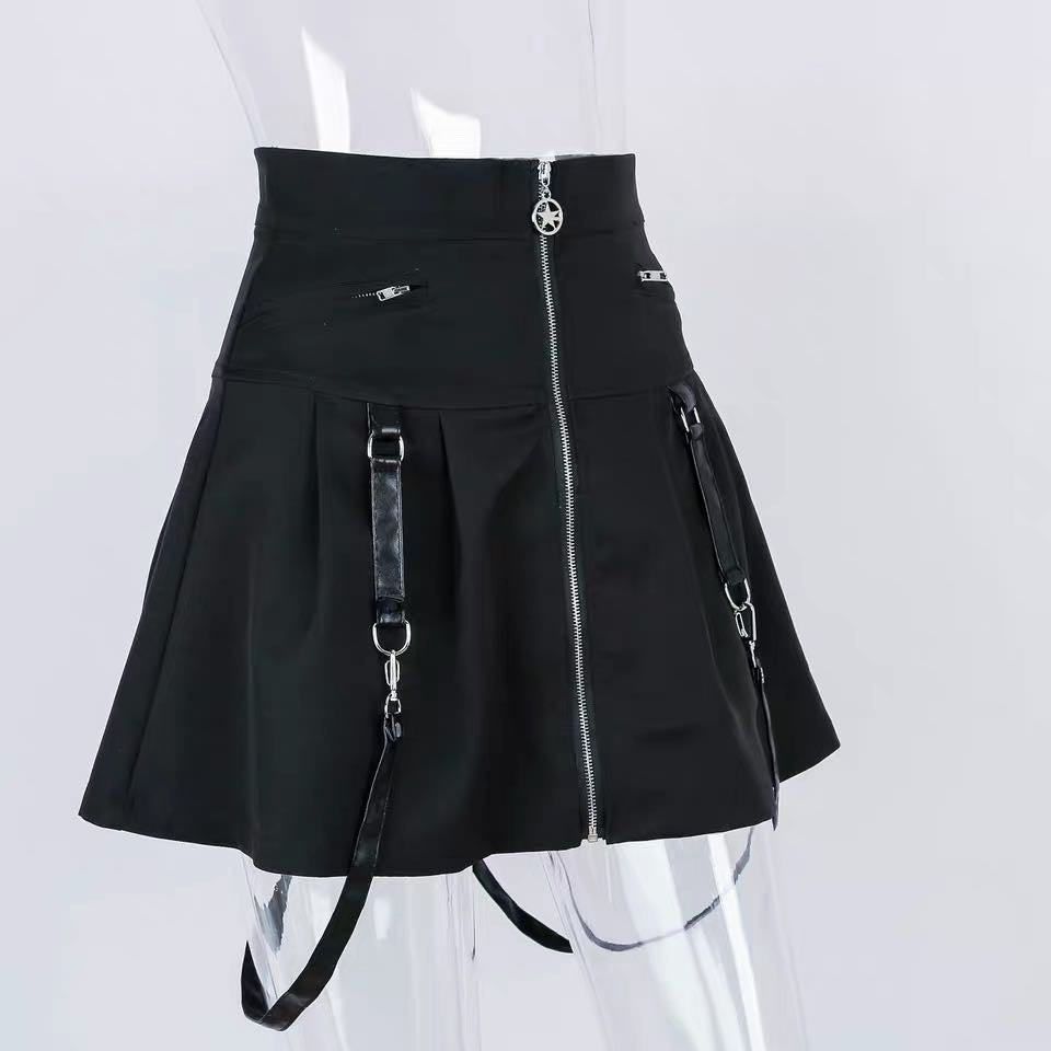 STREET FASHION ZIPPER RING SKIRT BY61045