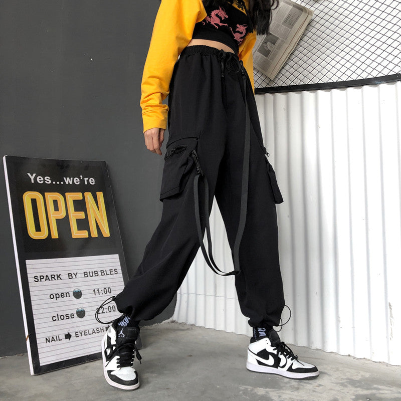 STREET RETRO POCKET WIDE LEG CASUAL PANTS BY63060