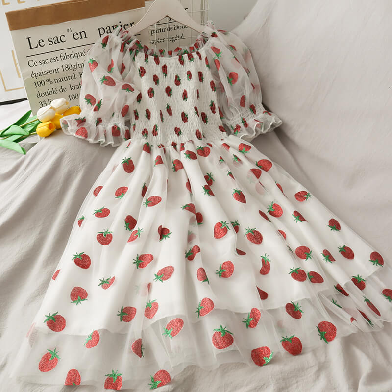 SWEET STRAWBERRY BLING MESH DRESS BY61503