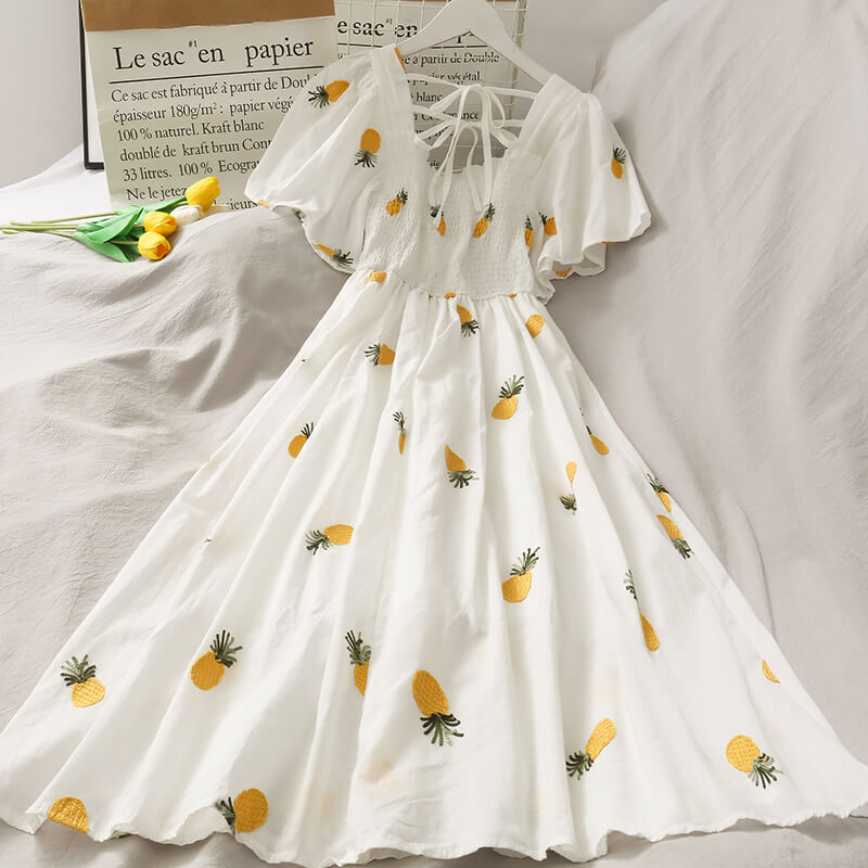 SWEET ''PINEAPPLE & STRAWBERRY & CHERRY'' EMBROIDERY DRESS BY61205