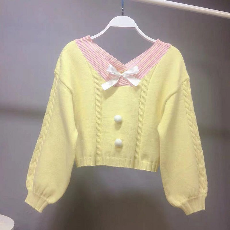 4 COLORS SWEET AND LOVELY BOW SWEATER BY21053