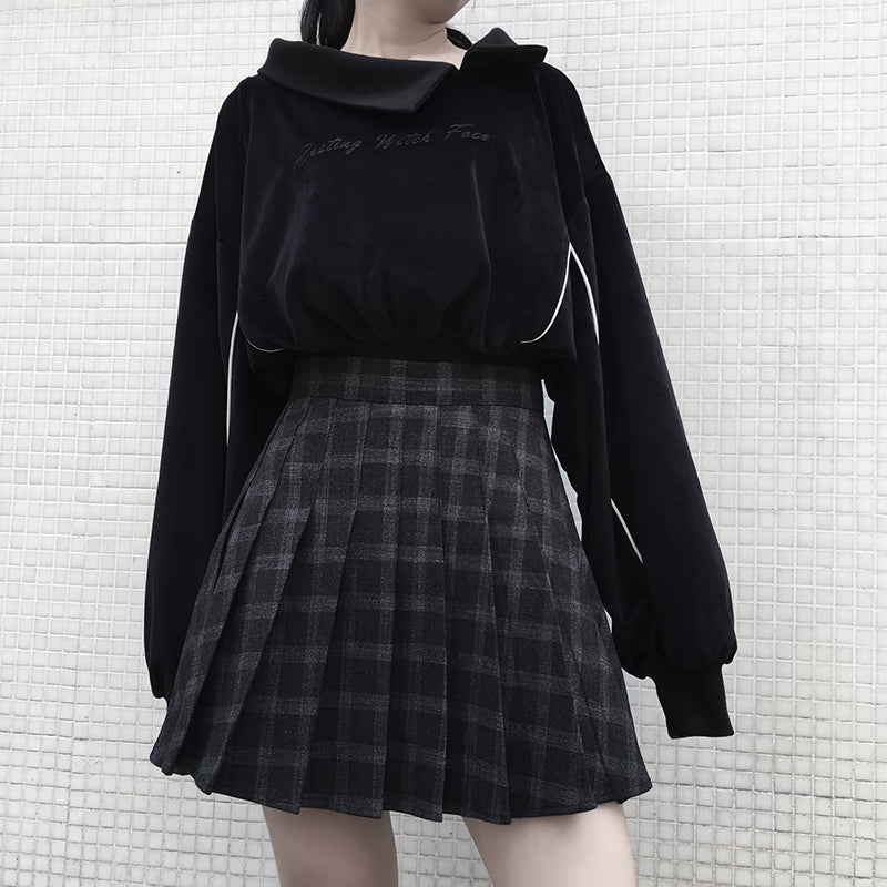 ULZZANG PLAID PLEATED SKIRT BY63130