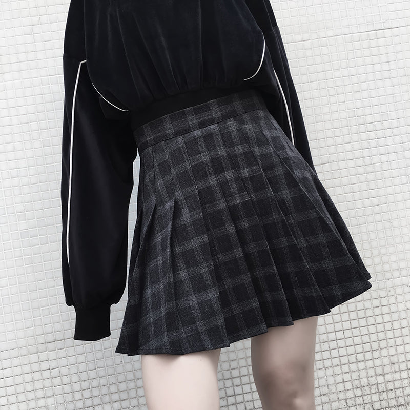 ULZZANG PLAID PLEATED SKIRT BY63130