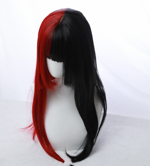 HIME CUT BLACK RED LONG STRAIGHT WIG BY31105