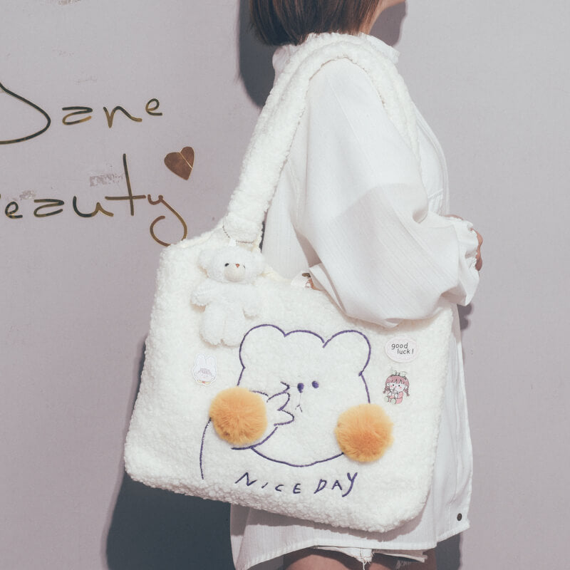 CUTE bear lamb high-capacity student Tote Bag shoulder bag BY9020